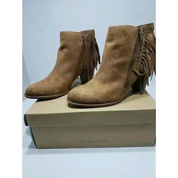 indigo rd. Women's Textile Fringe Med-Heel Ankle Zip Boot Sz 8.5 - Picture 1 of 8